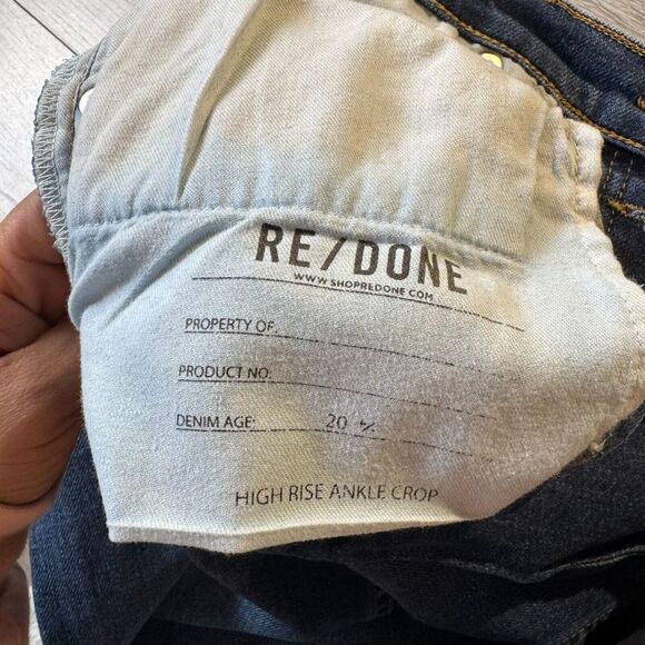 Re/Done Jeans High Rise Ankle Crop Stretch Button Fly ReDone Jeans 30 USA - Picture 5 of 15